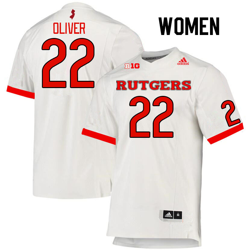 Women #22 Raeden Oliver Rutgers Scarlet Knights College Football Jerseys Stitched Sale-White - Click Image to Close